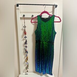 NWT Nicole Miller Iridescent Kendall Sequined Sleeveless Mini Dress